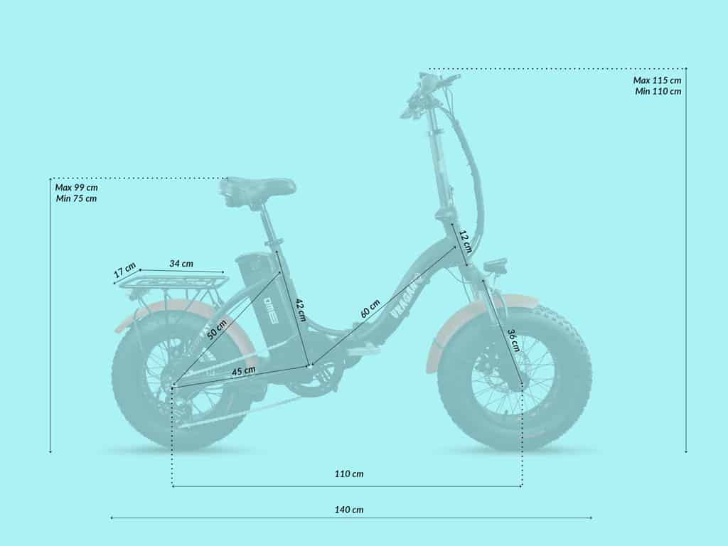dimensions uragano little electric bike